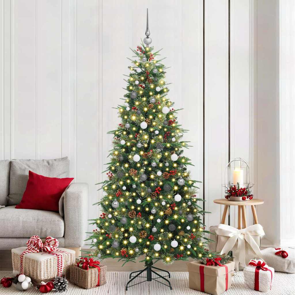 Albero di Natale Artificiale con Rami Pieghevoli Verde 210 cm