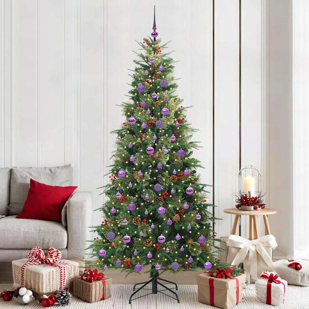 Albero di Natale Artificiale con Rami Pieghevoli Verde 210 cm