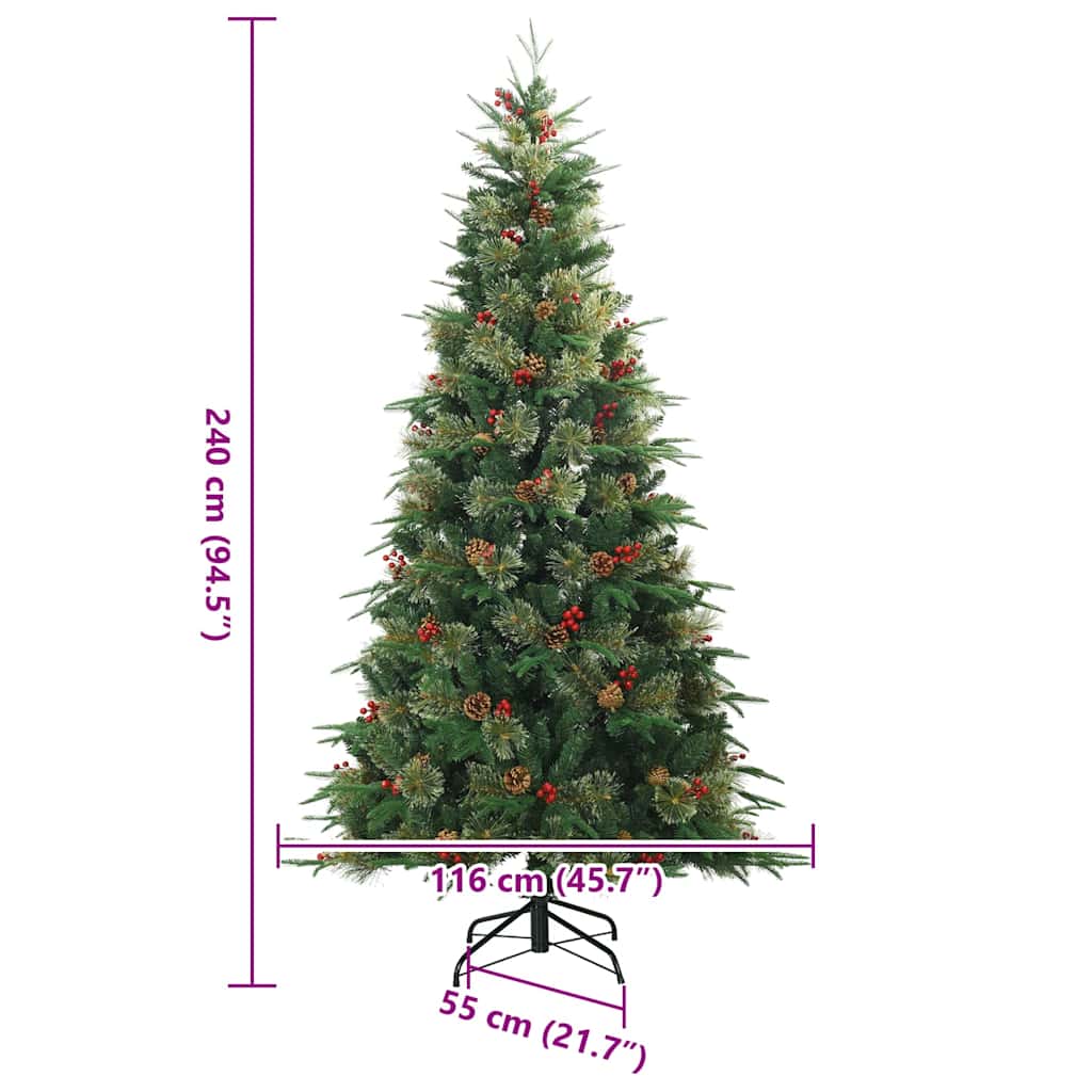Albero di Natale Artificiale con Rami Pieghevoli Verde 240 cm