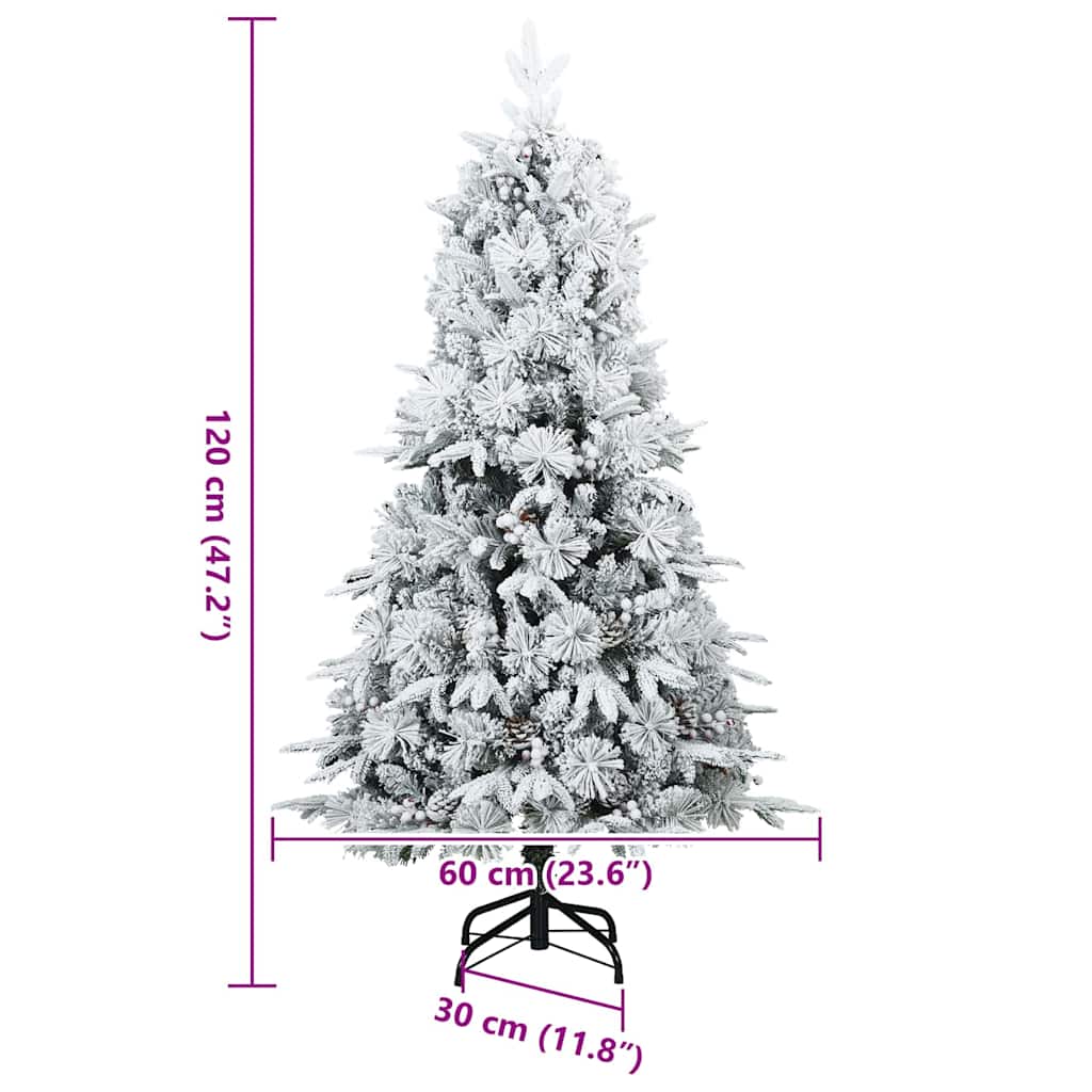 Albero di Natale Artificiale con Rami Pieghevoli Bianco 120 cm