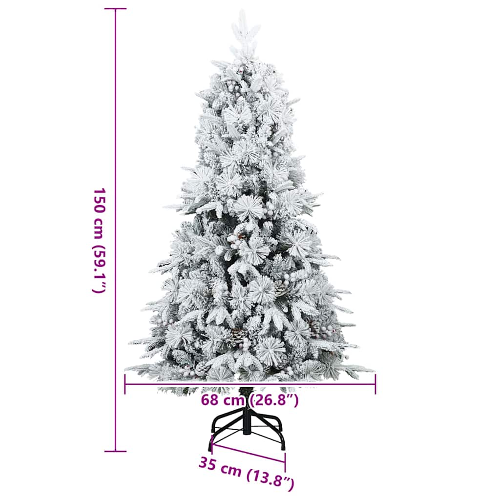 Albero di Natale Artificiale con Rami Pieghevoli Bianco 150 cm
