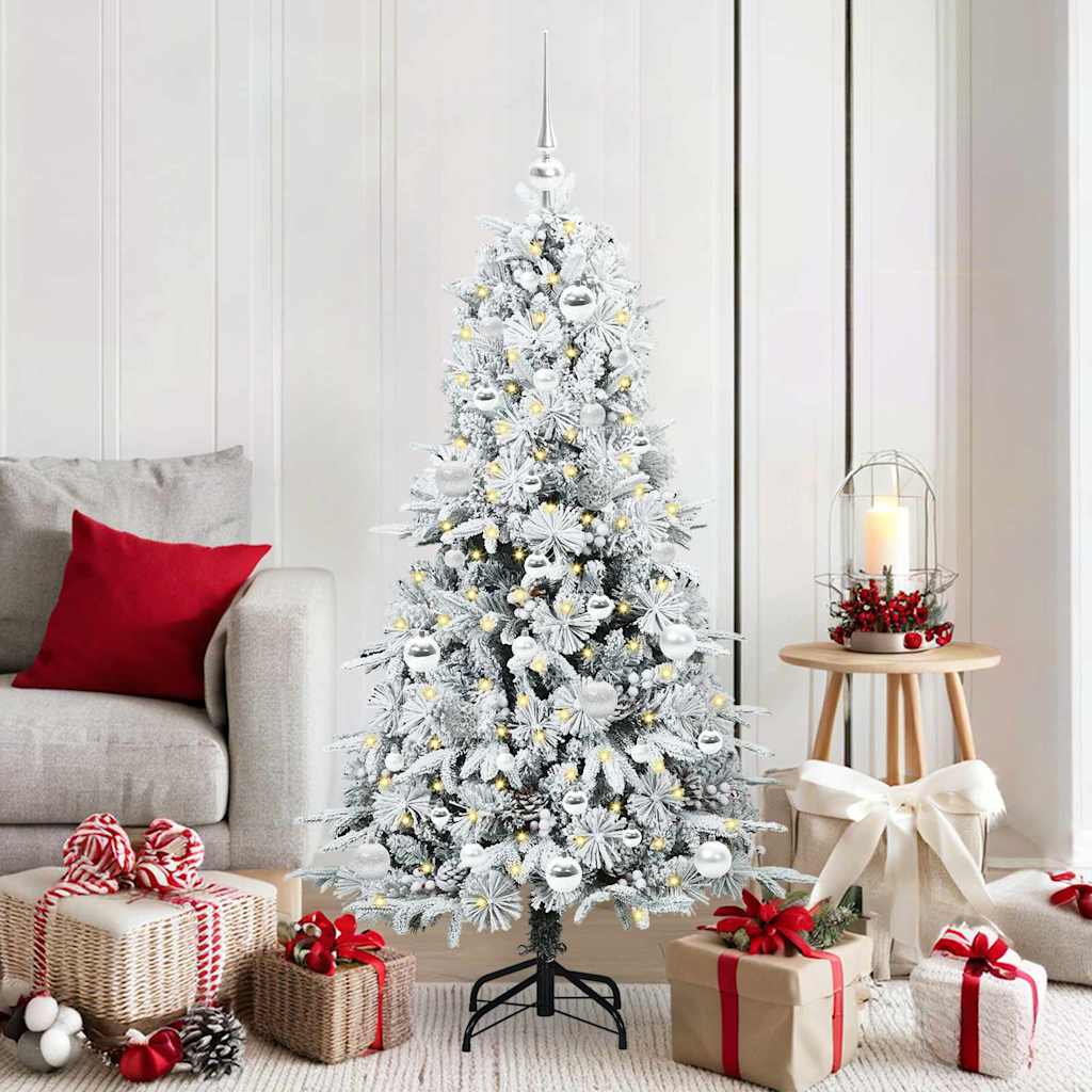 Albero di Natale Artificiale con Rami Pieghevoli Bianco 150 cm