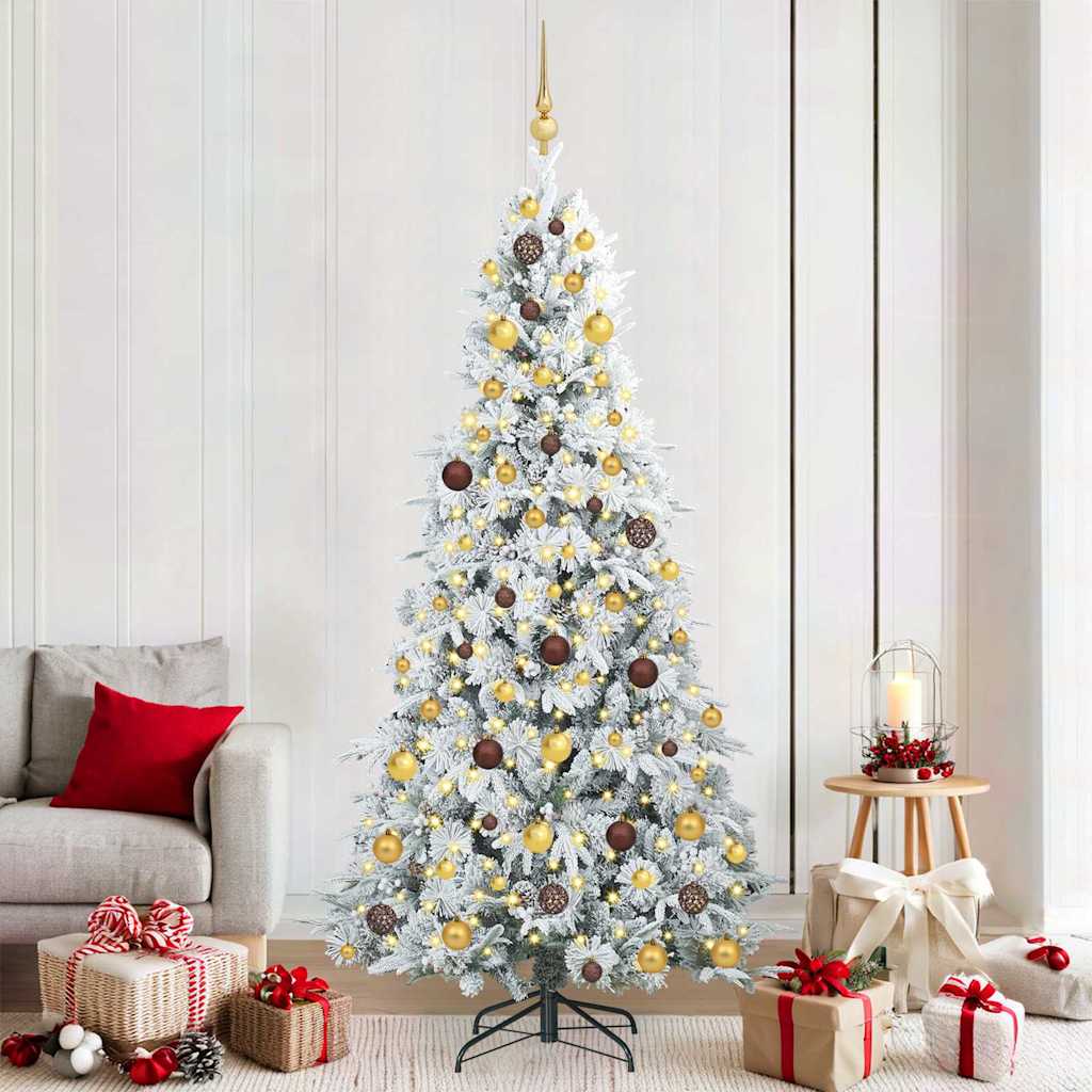 Albero di Natale Artificiale con Rami Pieghevoli Bianco 210 cm