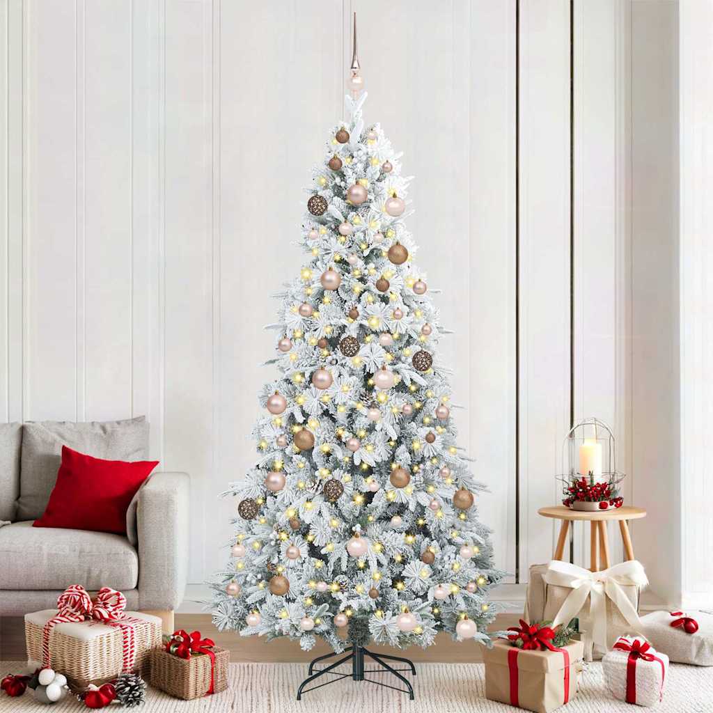 Albero di Natale Artificiale con Rami Pieghevoli Bianco 210 cm