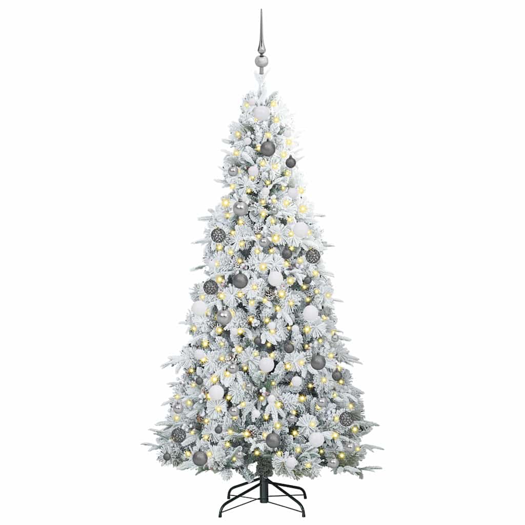 Albero di Natale Artificiale con Rami Pieghevoli Bianco 210 cm