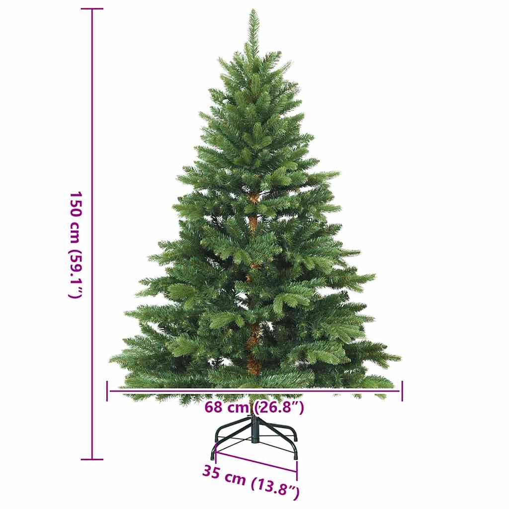 Albero di Natale artificiale con 150 LED Verde 150 cm PE e PVC