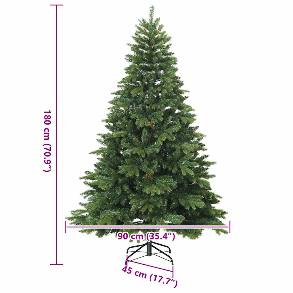 Albero di Natale artificiale con 300 LED Verde 180 cm PE e PVC