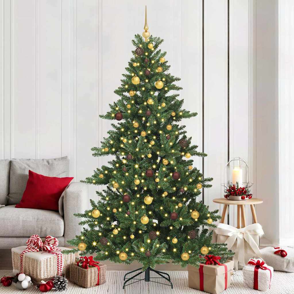 Albero di Natale Artificiale con Rami Pieghevoli Verde 210 cm