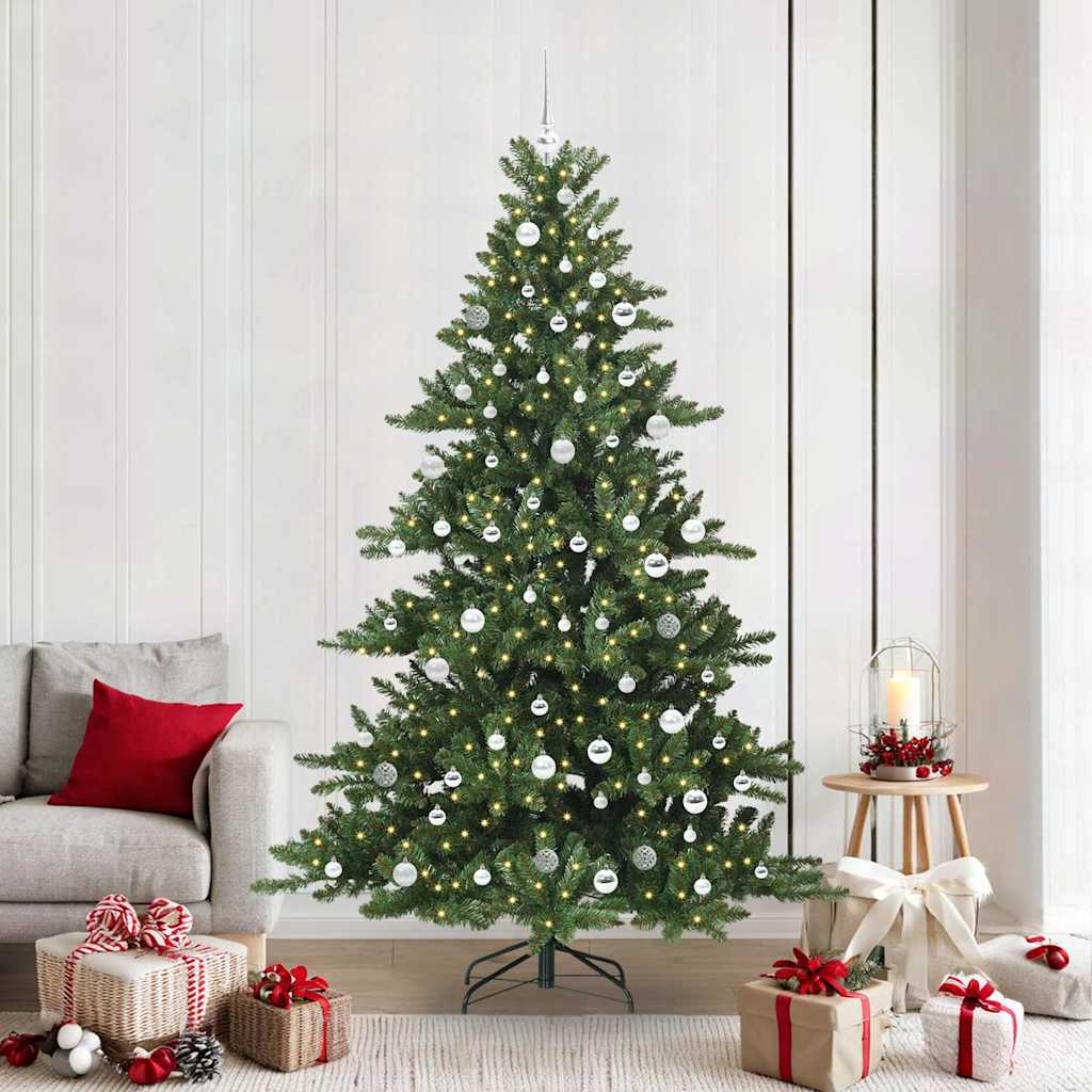 Albero di Natale Artificiale con Rami Pieghevoli Verde 210 cm
