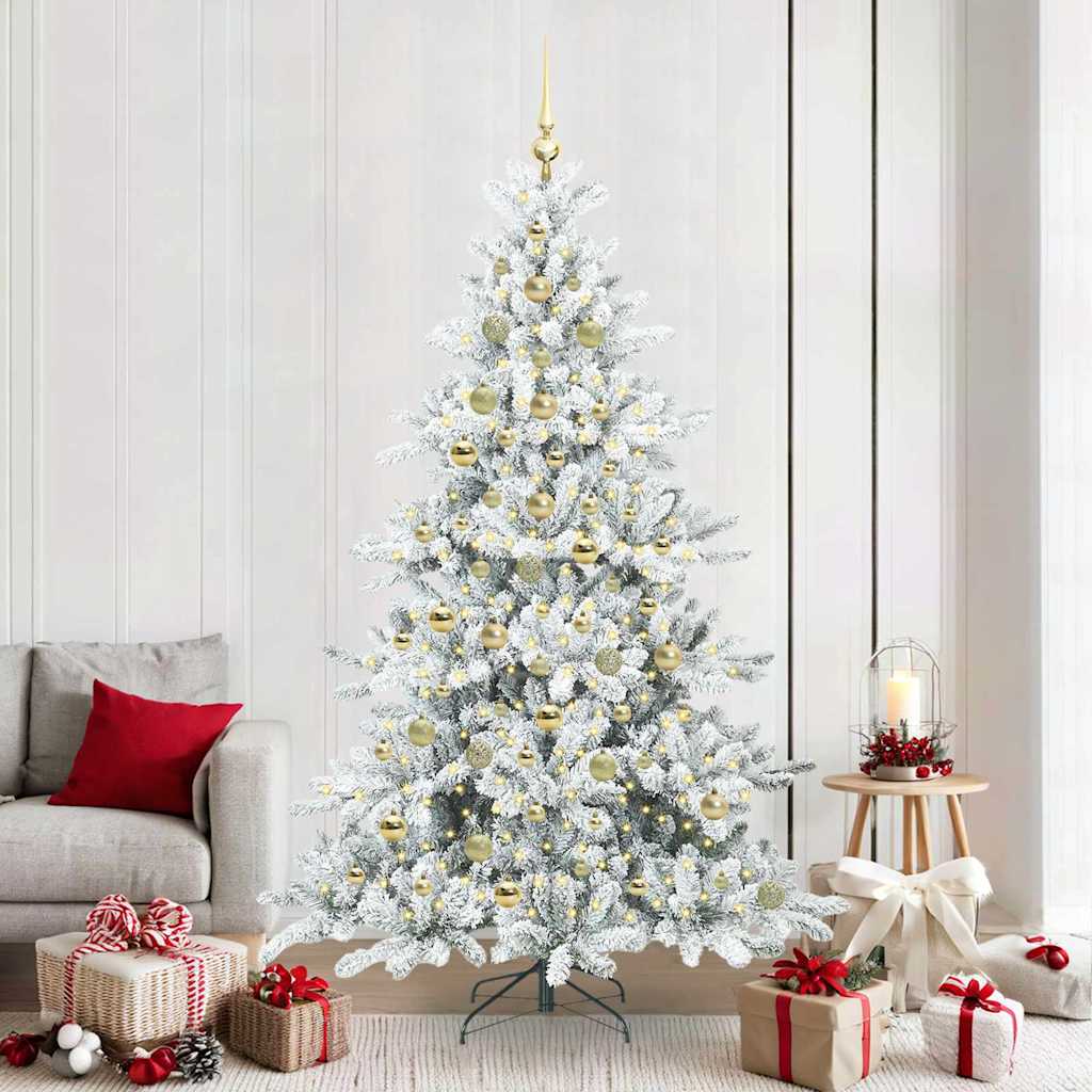 Albero di Natale Artificiale con Rami Pieghevoli Bianco 210 cm