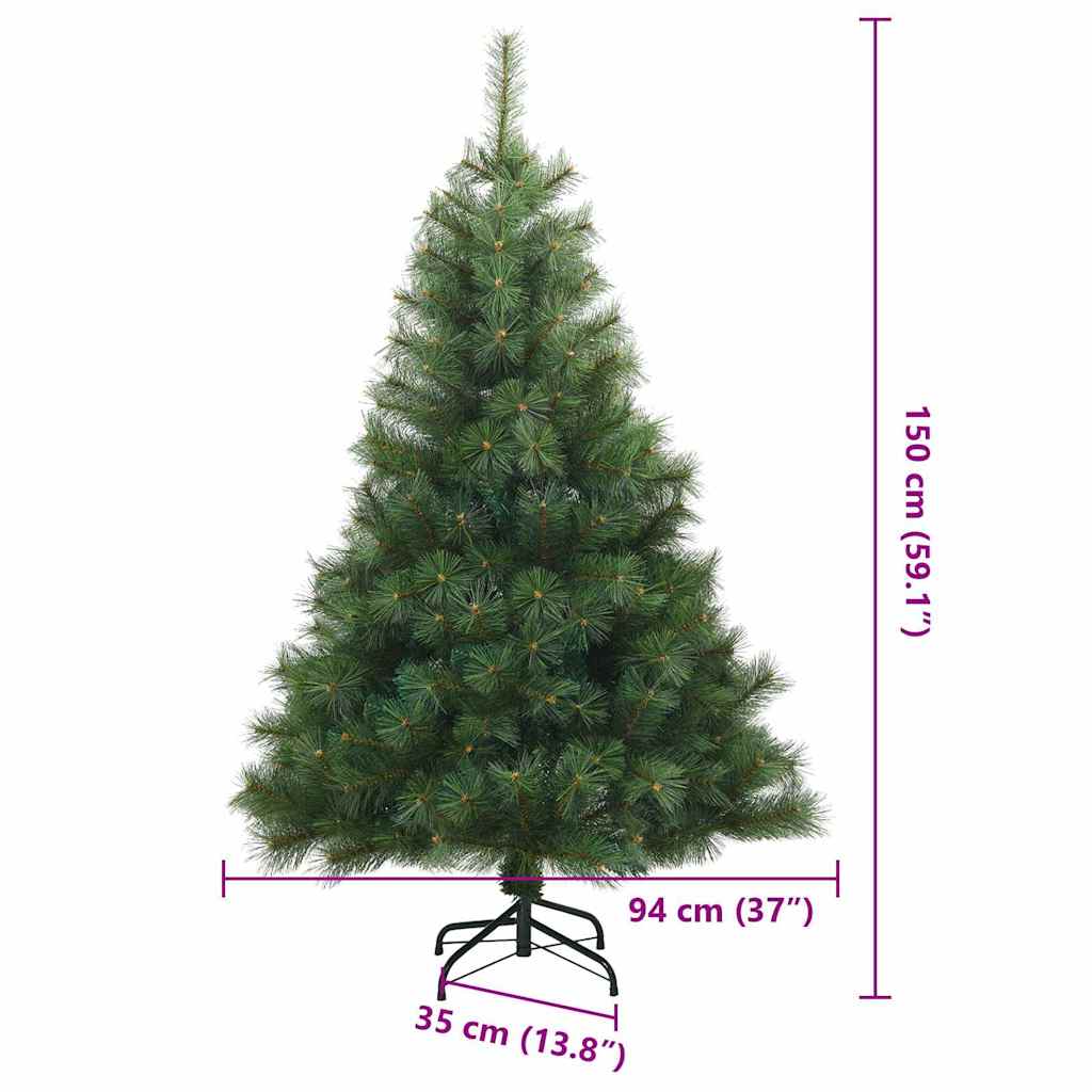 Albero di Natale artificiale con 150 LED Verde 150 cm PE e PVC