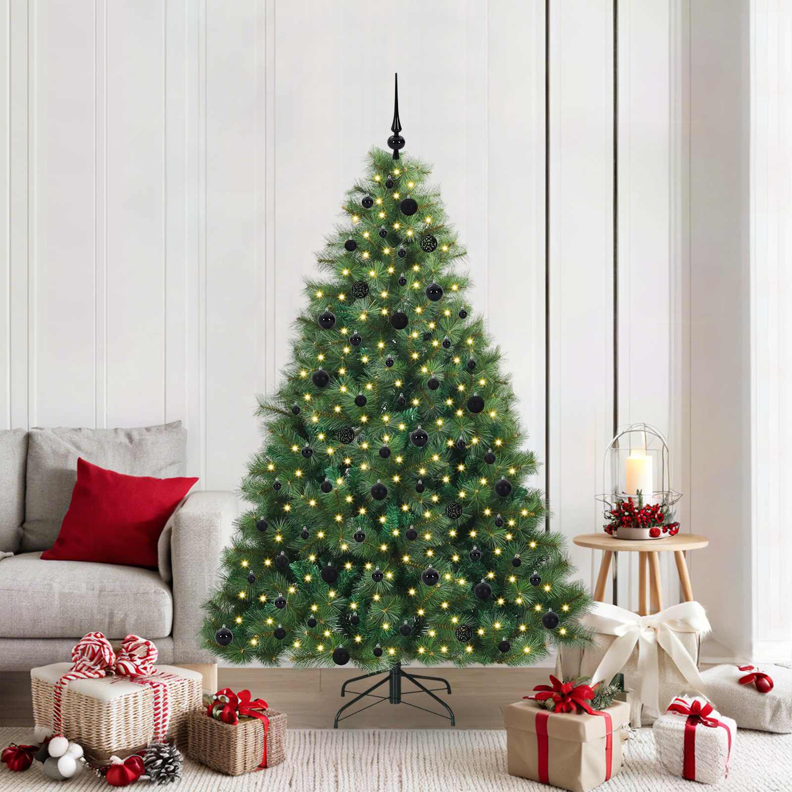 Albero di Natale artificiale con 300 LED Verde 210 cm PE e PVC