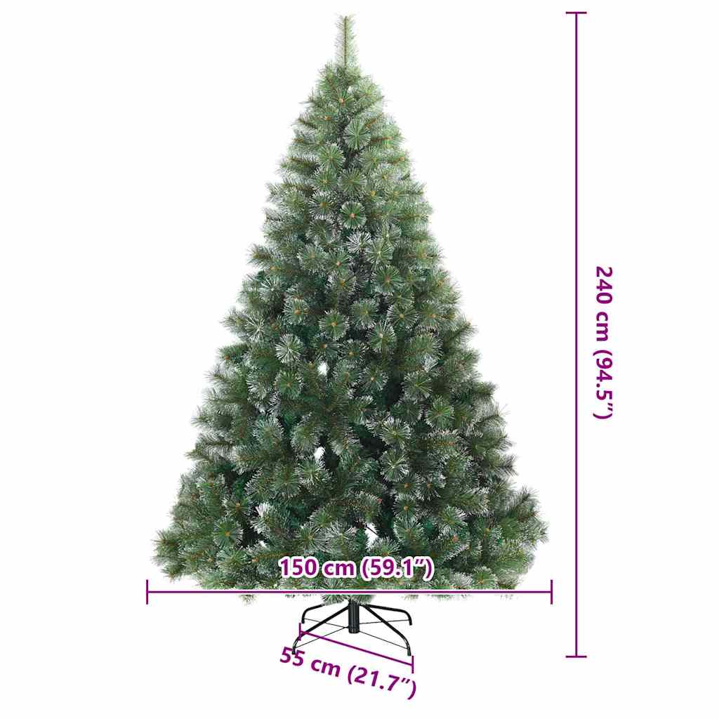 Albero di Natale artificiale con 300 LED Verde 240 cm PE e PVC