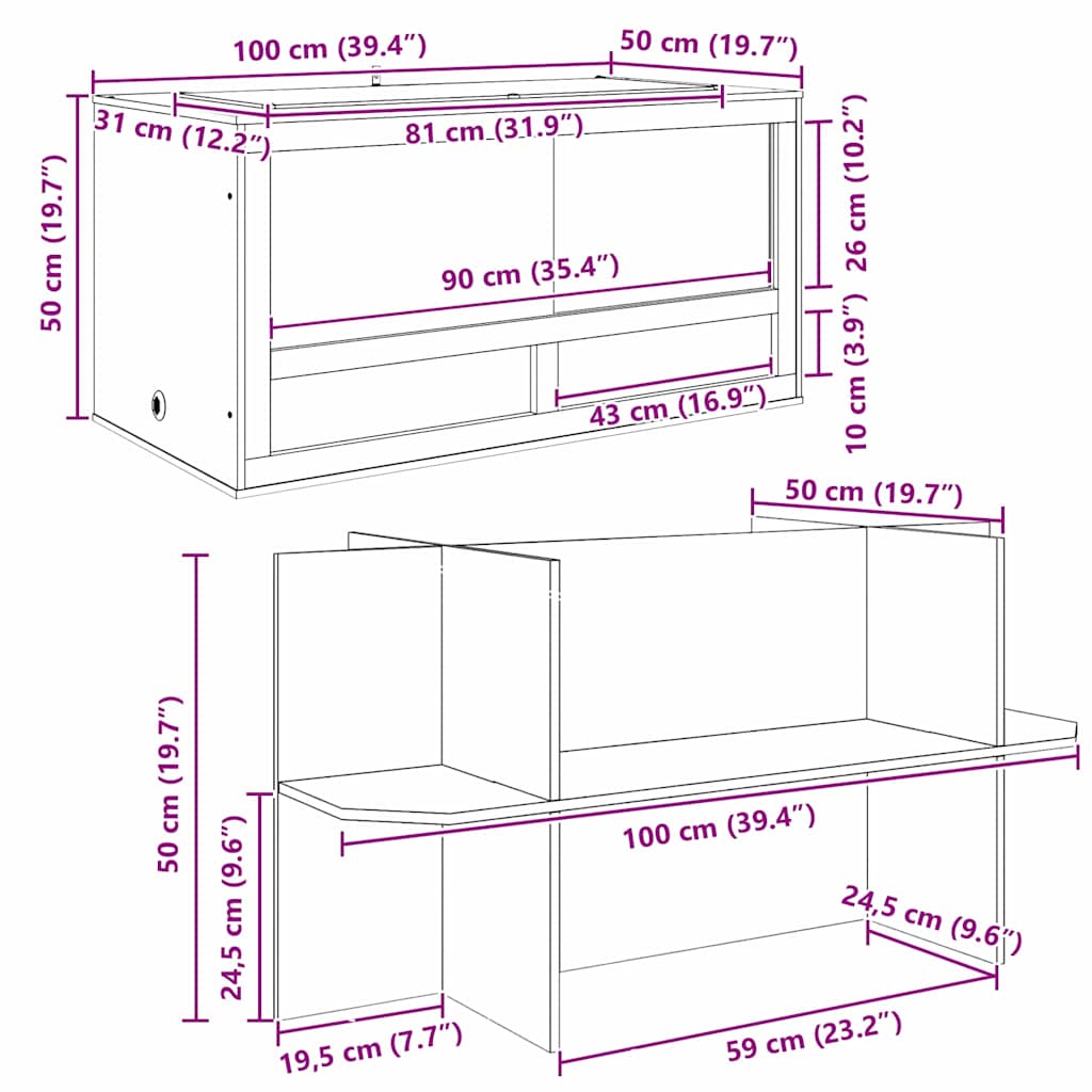 Terrario Marrone 100 x 50 x 100 cm OSB