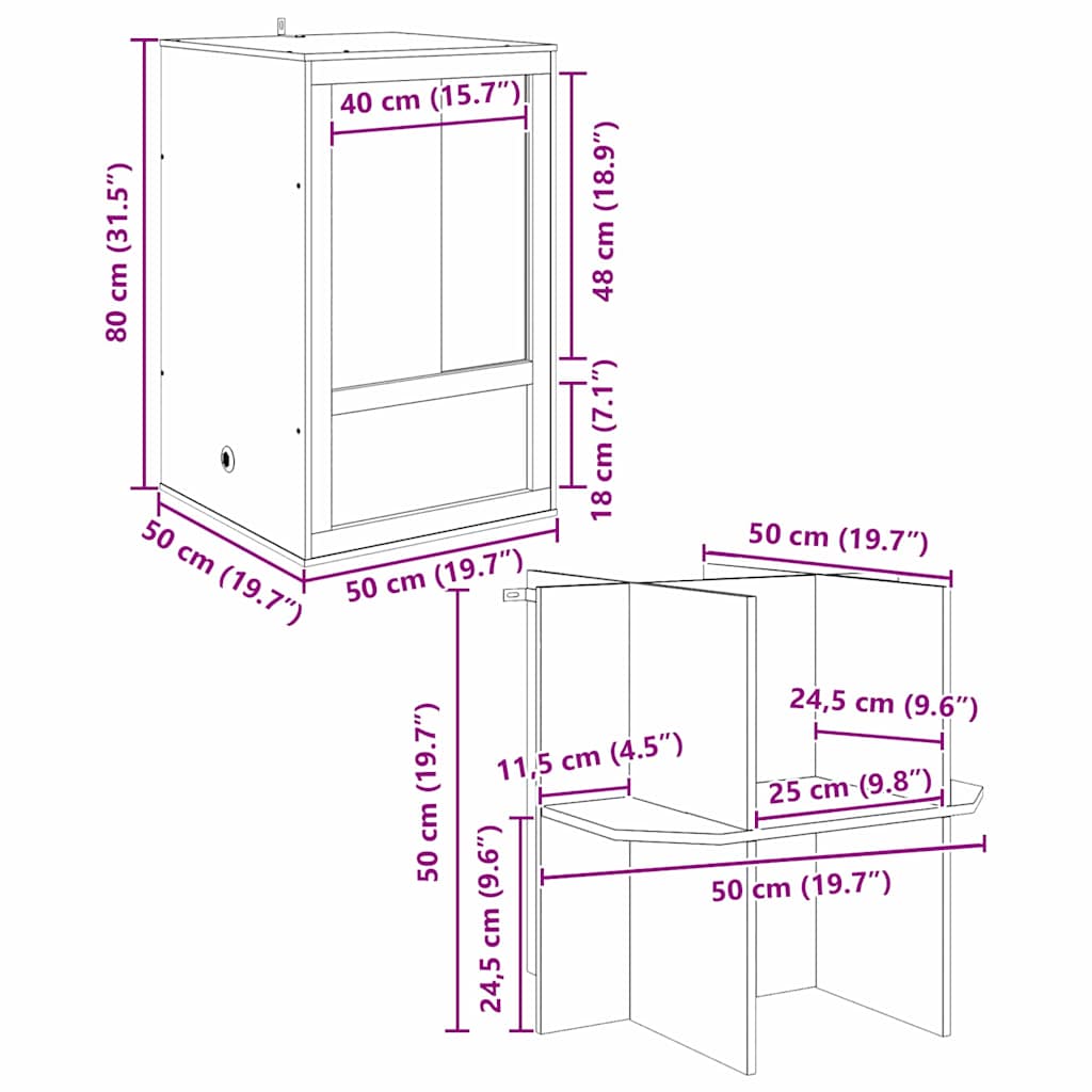 Terrario Marrone 50 x 50 x 130 cm OSB