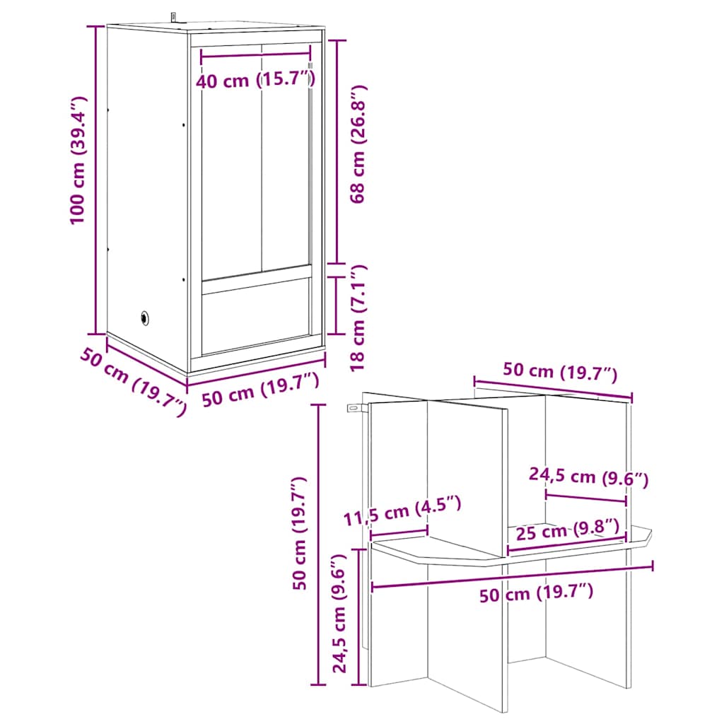 Terrario Marrone 50 x 50 x 150 cm OSB