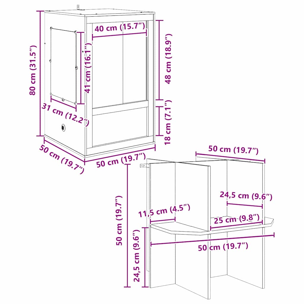 Terrario Marrone 50 x 50 x 130 cm OSB