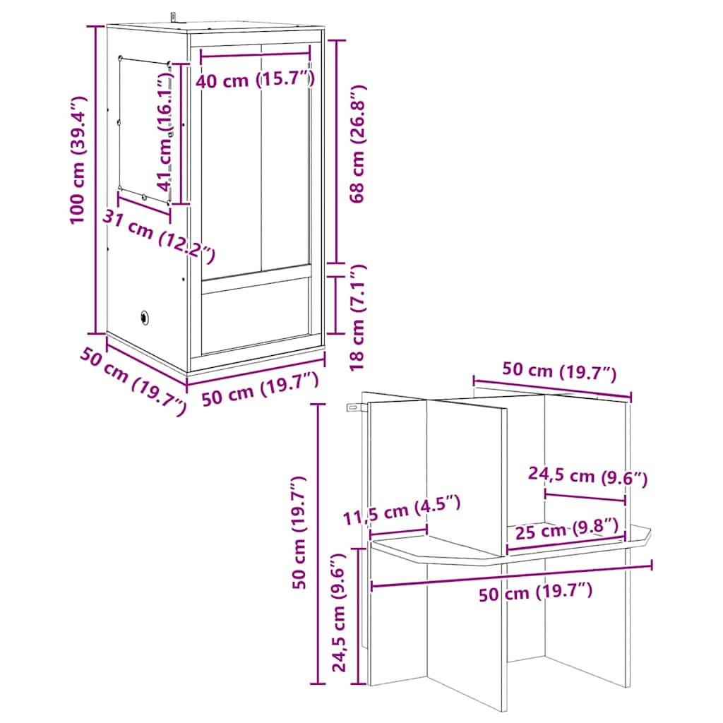Terrario Marrone 50 x 50 x 150 cm OSB