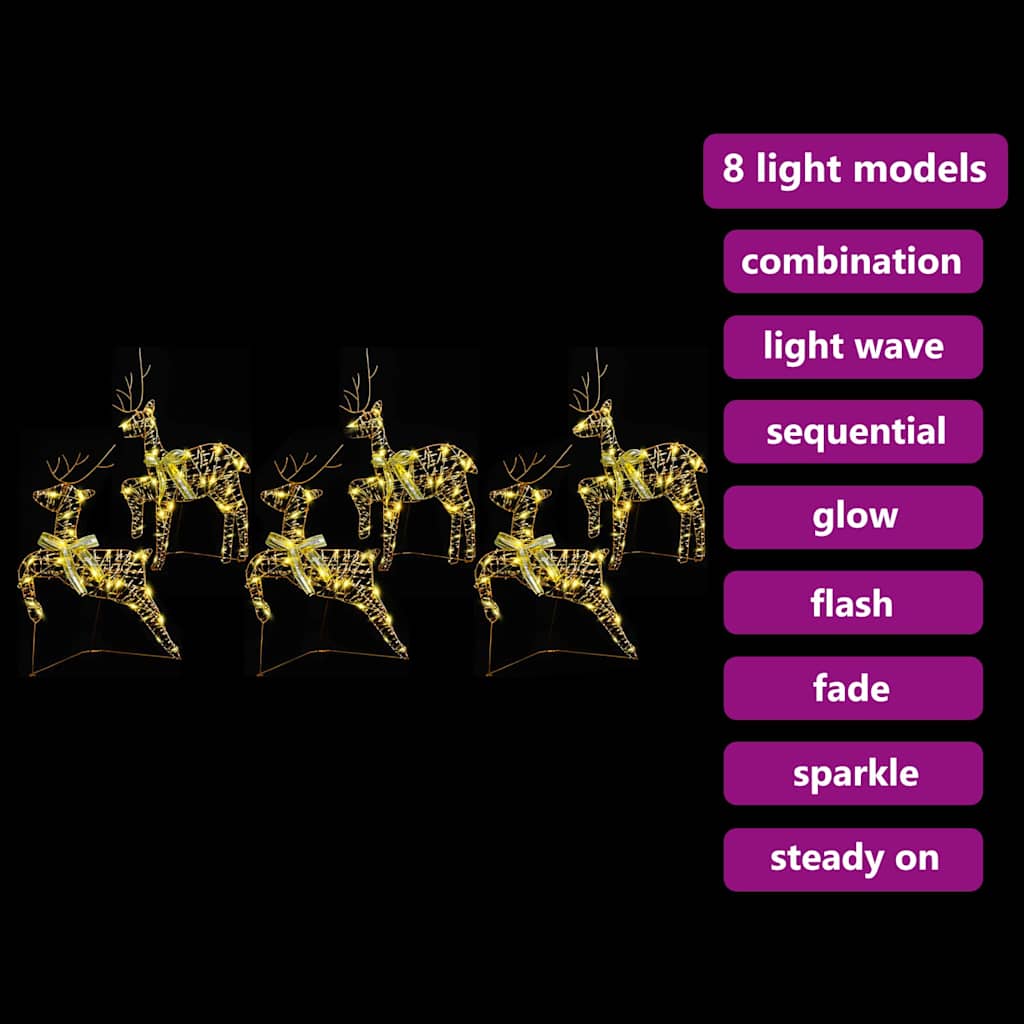 Renne LED 6 pz 180 LED Oro 44 x 18 x 65,5 cm PET