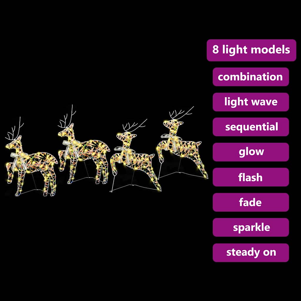 Renne LED 4 pz 80 LED Multicolore 44 x 18 x 65,5 cm PET