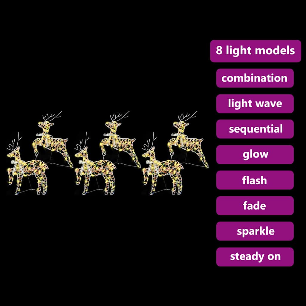 Renne LED 6 pz 180 LED Multicolore 44 x 18 x 65,5 cm PET