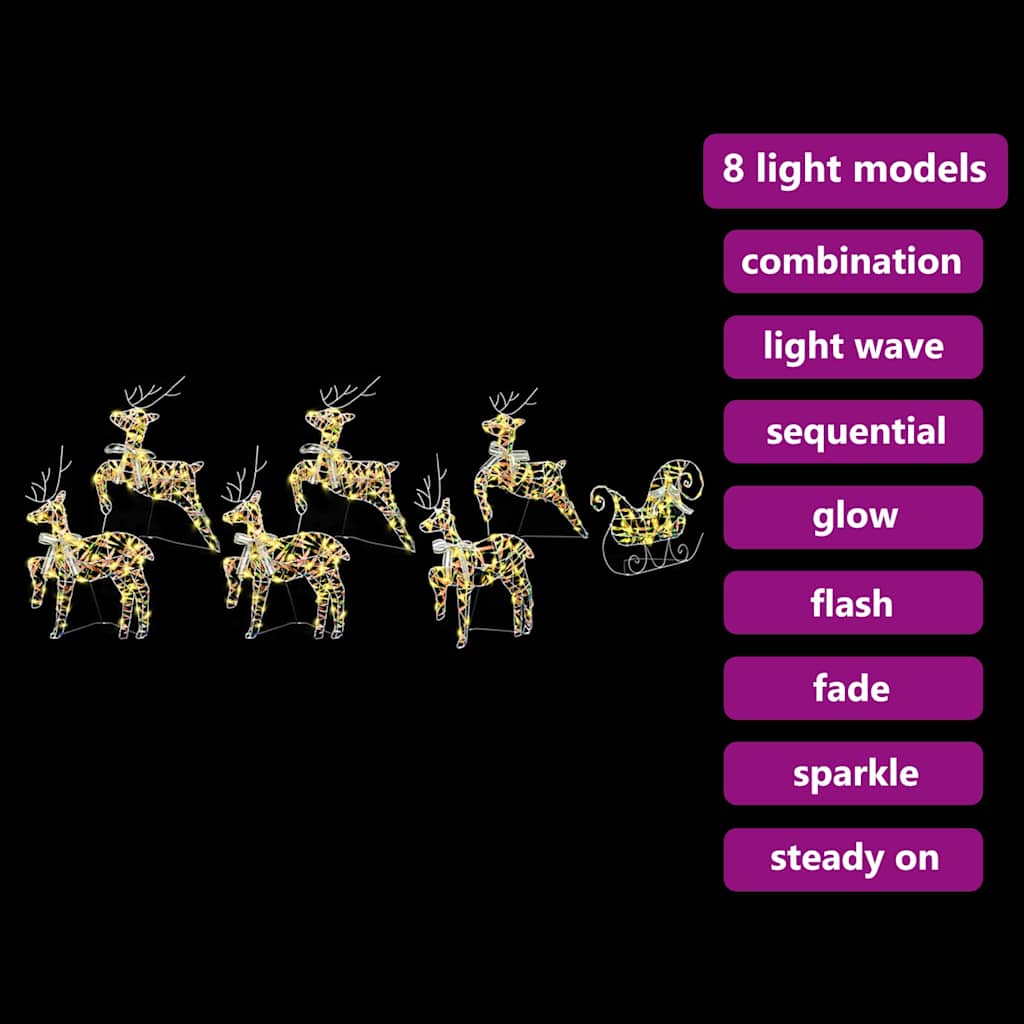 Renne LED 7 pz 40 LED Multicolore 42 x 15 x 64 cm PET