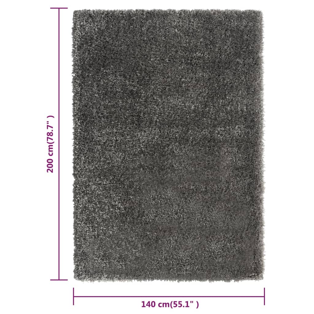 Tappeto Shaggy a Pelo Lungo Antracite 140x200 cm 50 mm
