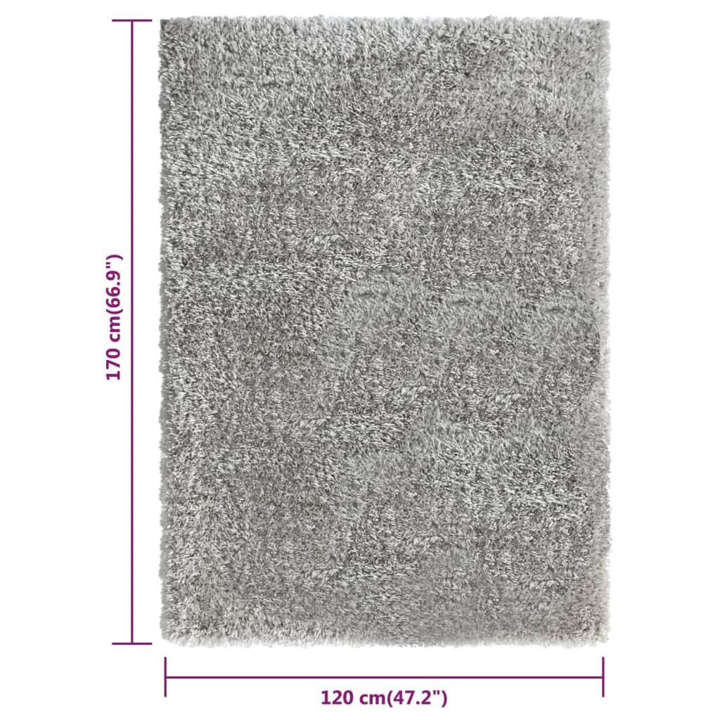 Tappeto Shaggy a Pelo Lungo Grigio 120x170 cm 50 mm