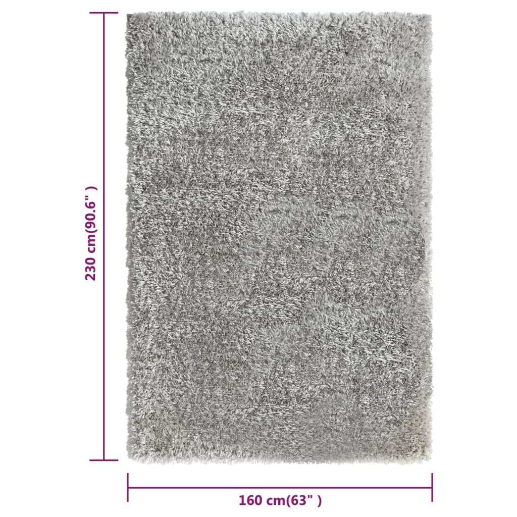 Tappeto Shaggy a Pelo Lungo Grigio 160x230 cm 50 mm