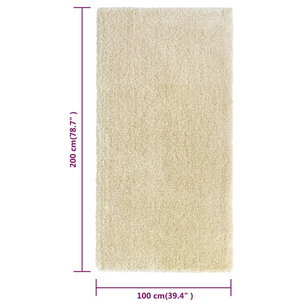 Tappeto Shaggy a Pelo Lungo Beige 100x200 cm 50 mm