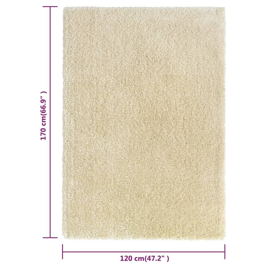 Tappeto Shaggy a Pelo Lungo Beige 120x170 cm 50 mm