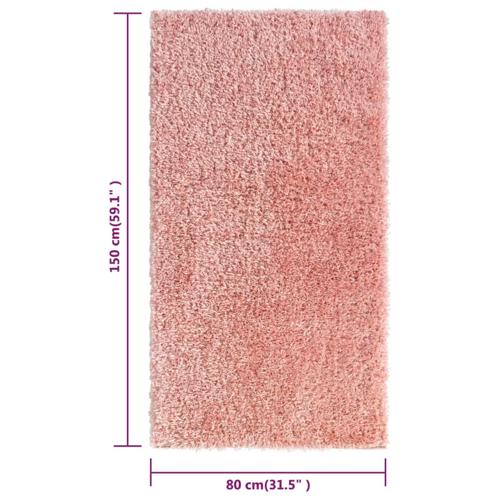 Tappeto Shaggy a Pelo Lungo Rosa 80x150 cm 50 mm