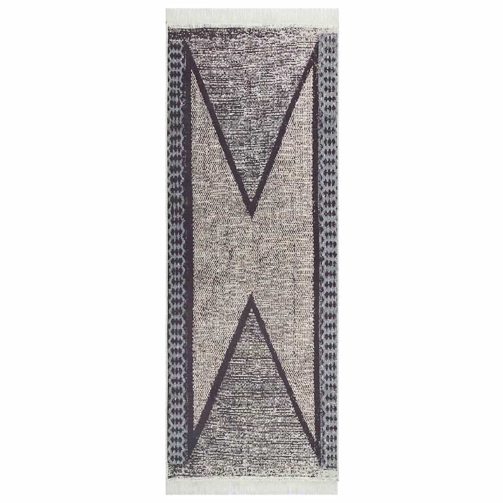 Tappeto Nero e Grigio 100x300 cm in Cotone