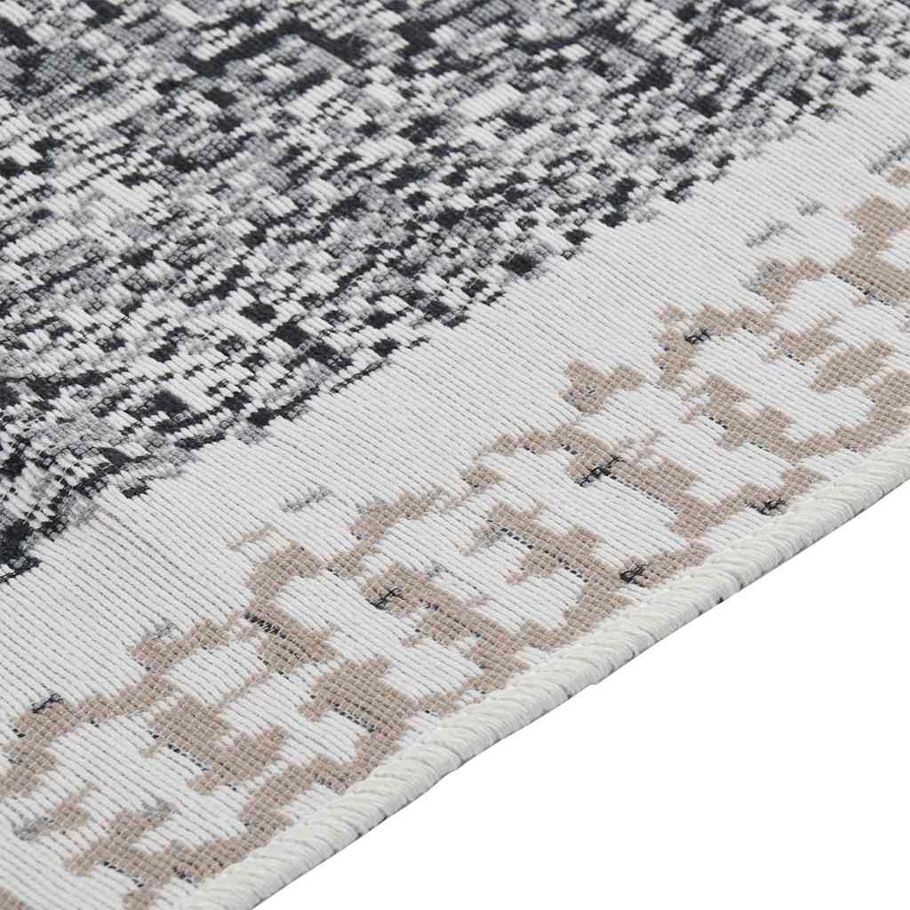 Tappeto Nero e Grigio 100x300 cm in Cotone