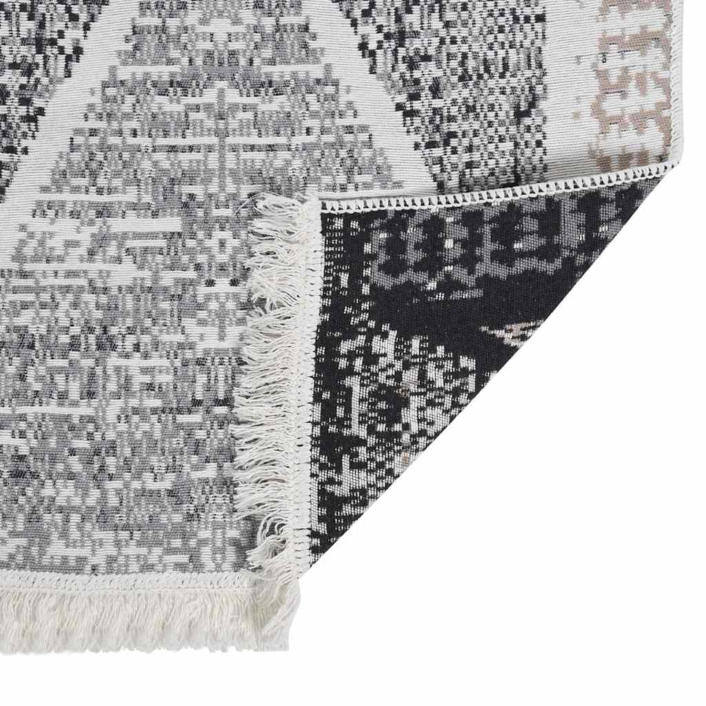 Tappeto Nero e Grigio 100x300 cm in Cotone