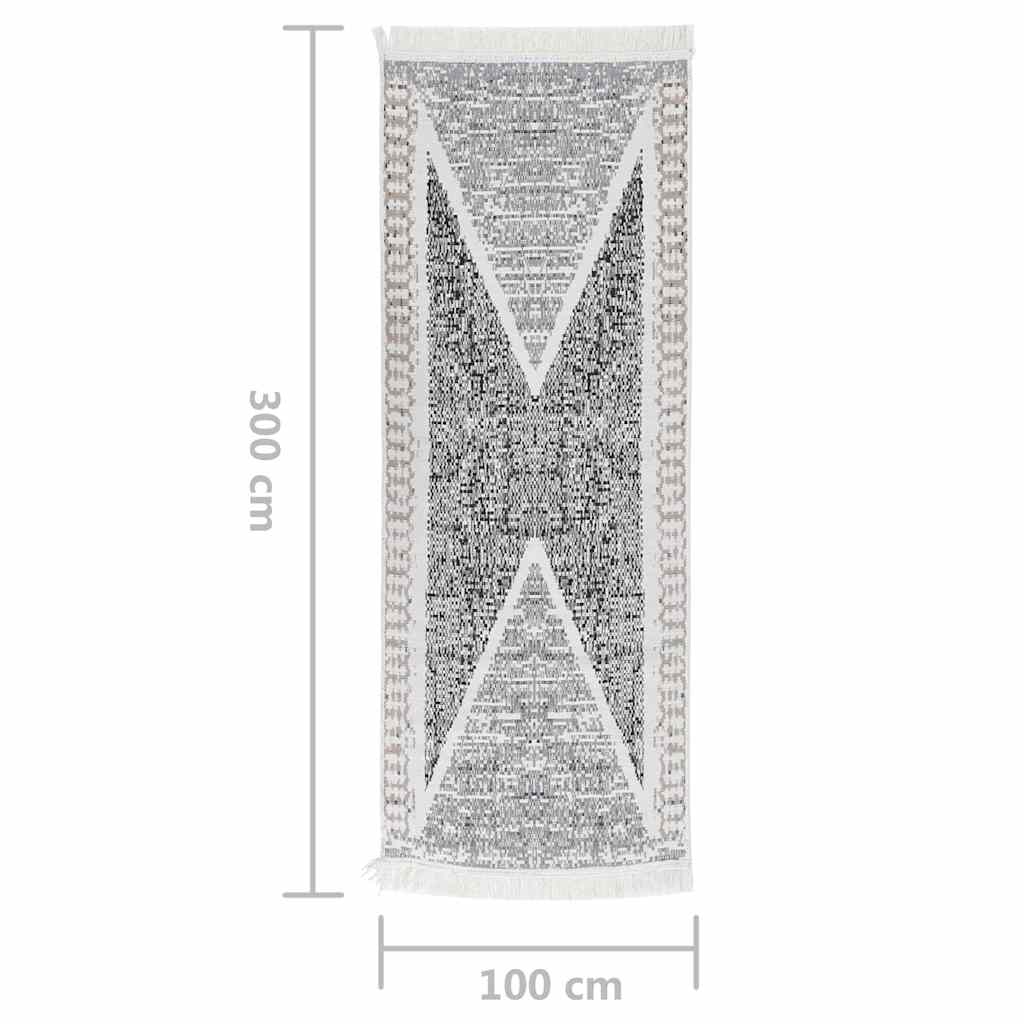 Tappeto Nero e Grigio 100x300 cm in Cotone