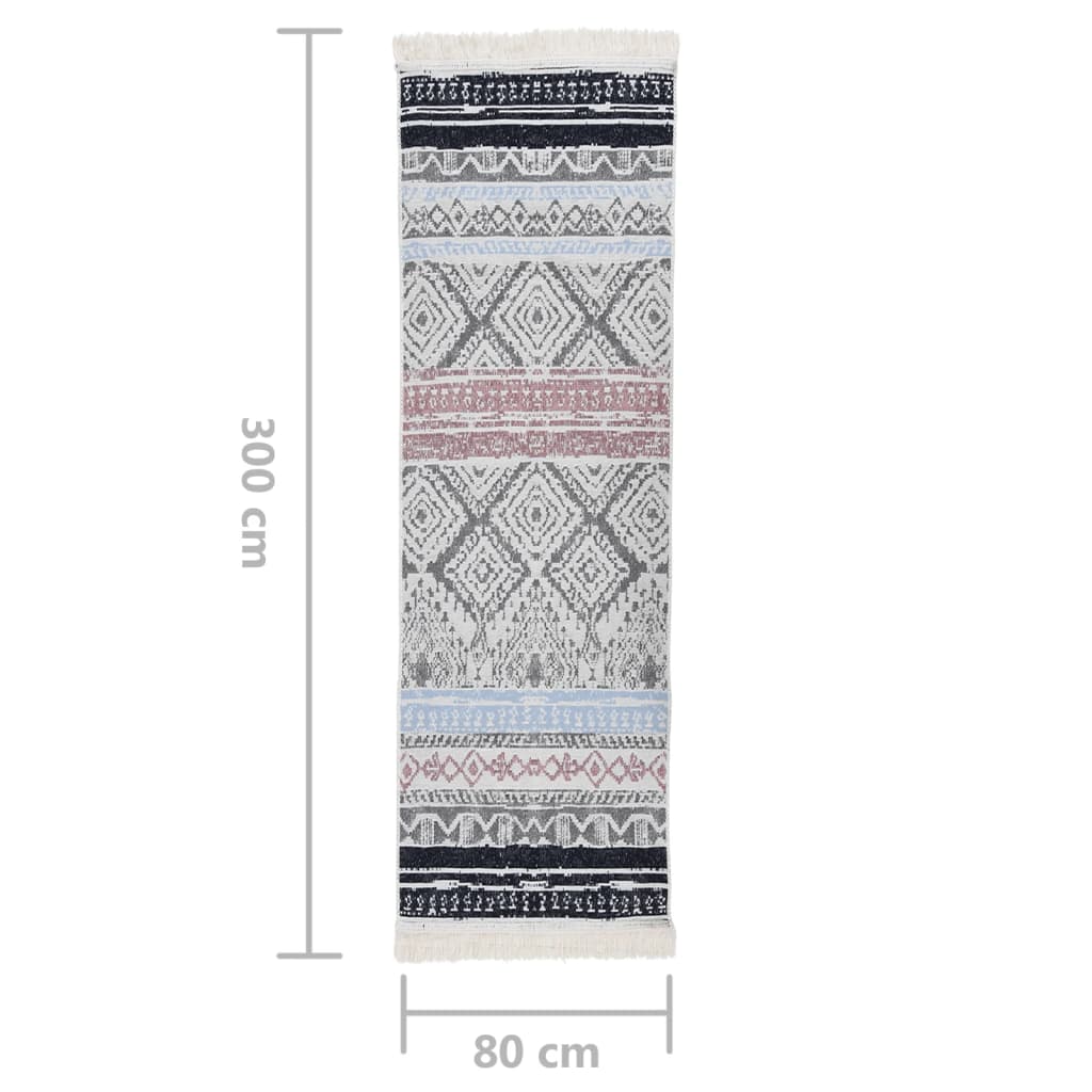 Tappeto Rosa e Acqua 80x300 cm in Cotone