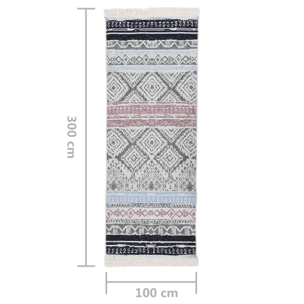 Tappeto Rosa e Acqua 100x300 cm in Cotone