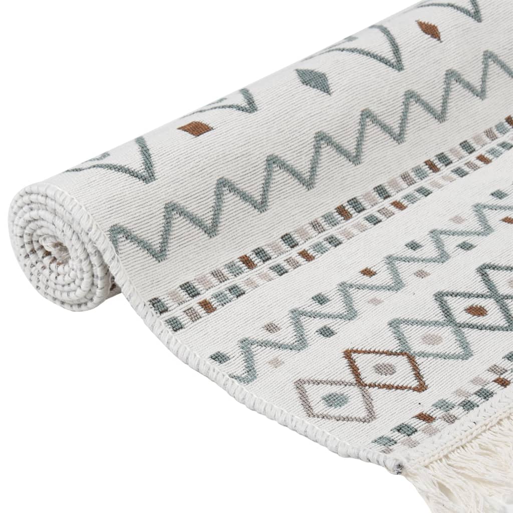 Tappeto Beige e Blu 80x300 cm in Cotone