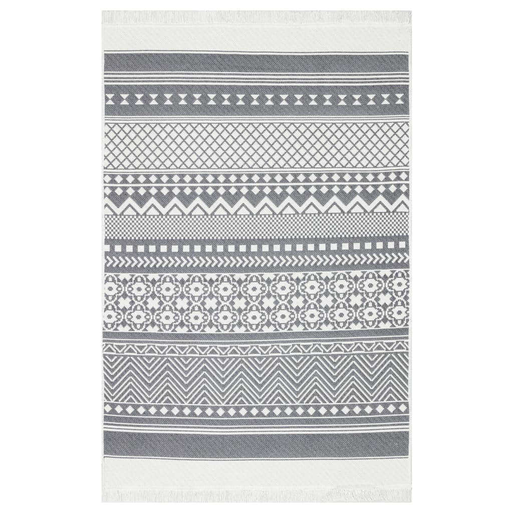 Tappeto Grigio e Bianco 160x230 cm in Cotone
