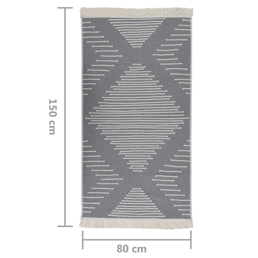 Tappeto Grigio Scuro 80x150 cm in Cotone