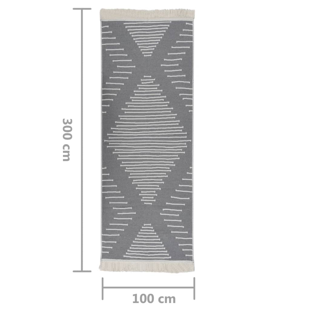 Tappeto Grigio Scuro 100x300 cm in Cotone