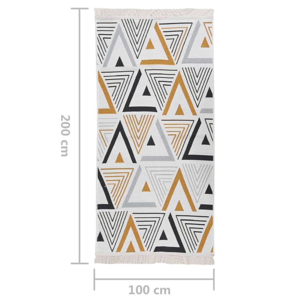Tappeto Giallo e Grigio 100x200 cm in Cotone