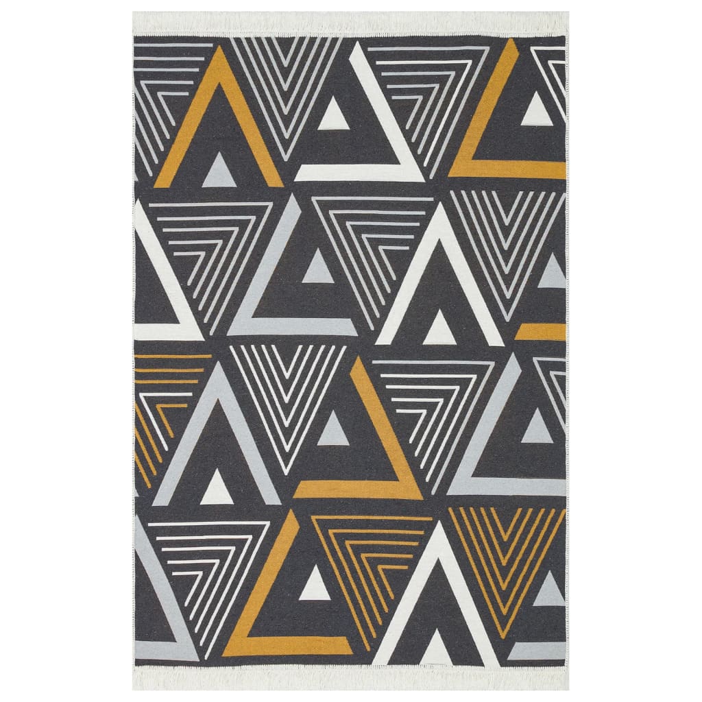 Tappeto Giallo e Grigio 160x230 cm in Cotone