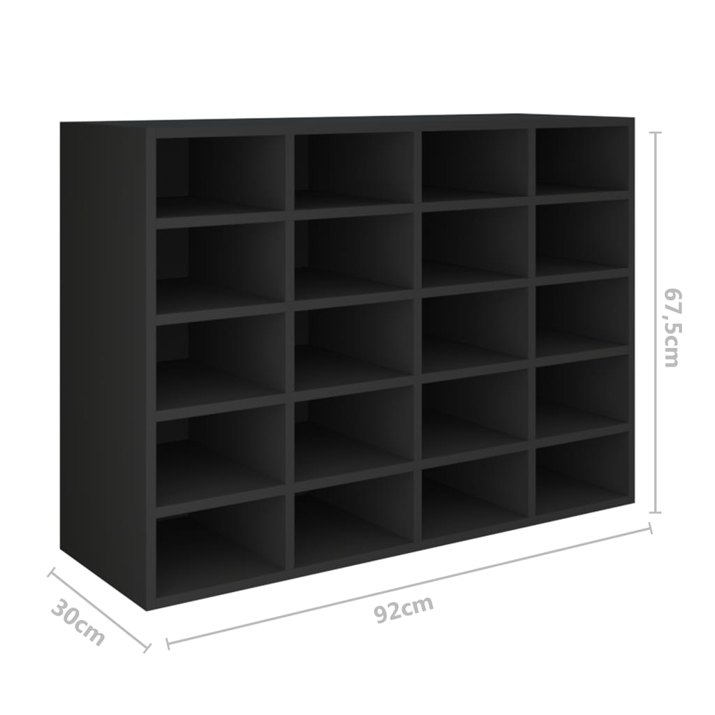 Scarpiera in Legno Multistrato 92x30x67,5 cm Nera