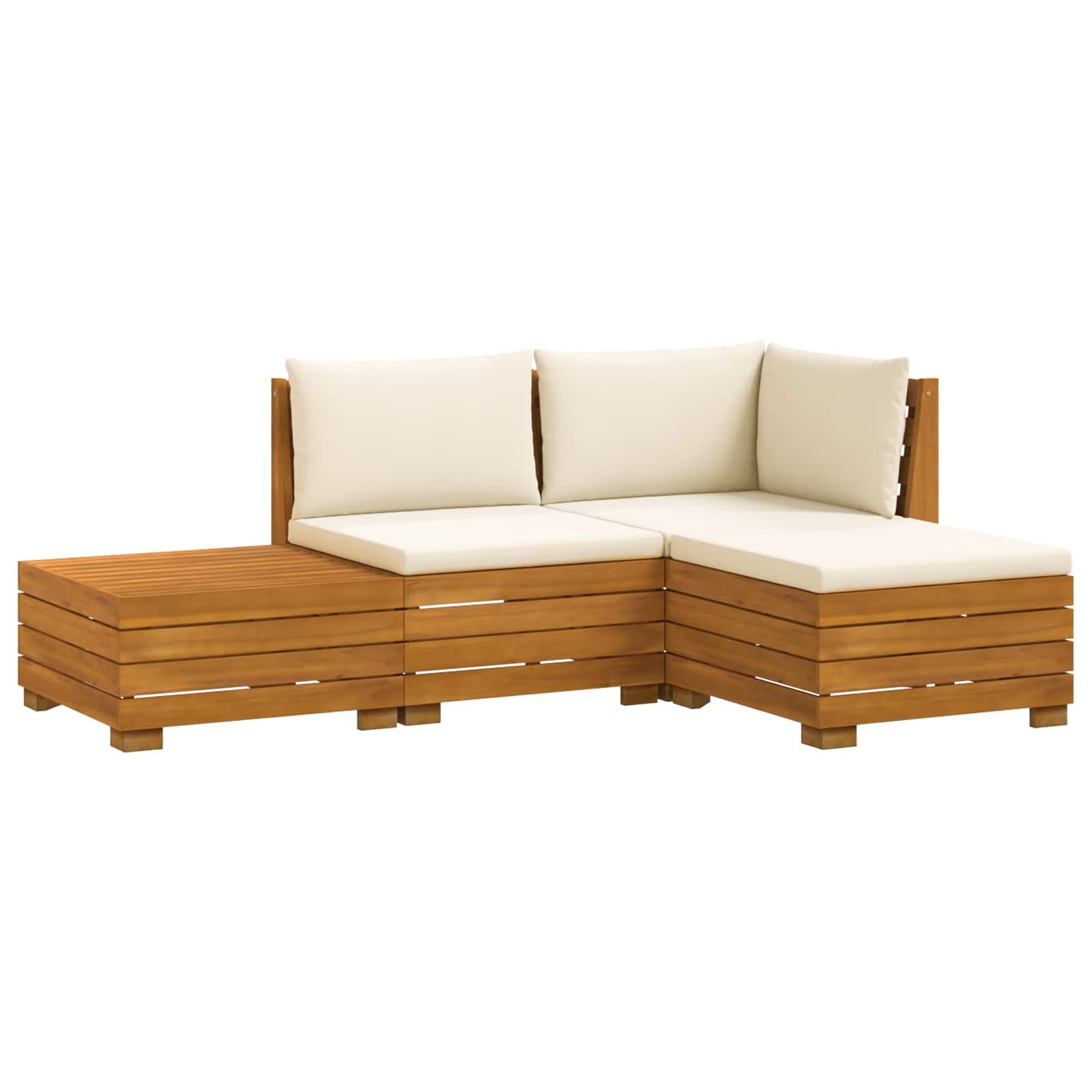 4 pz Set di divani da esterno Legno di Acacia Massello Marrone