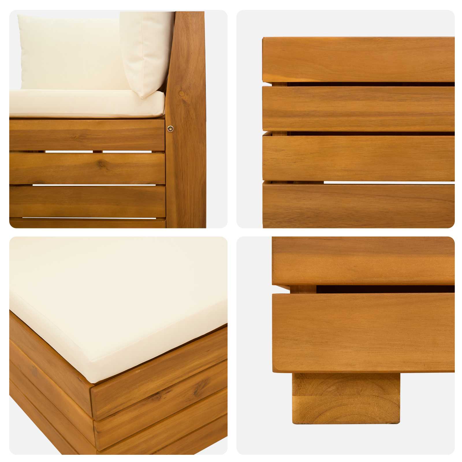 4 pz Set di divani da esterno Legno di Acacia Massello Marrone