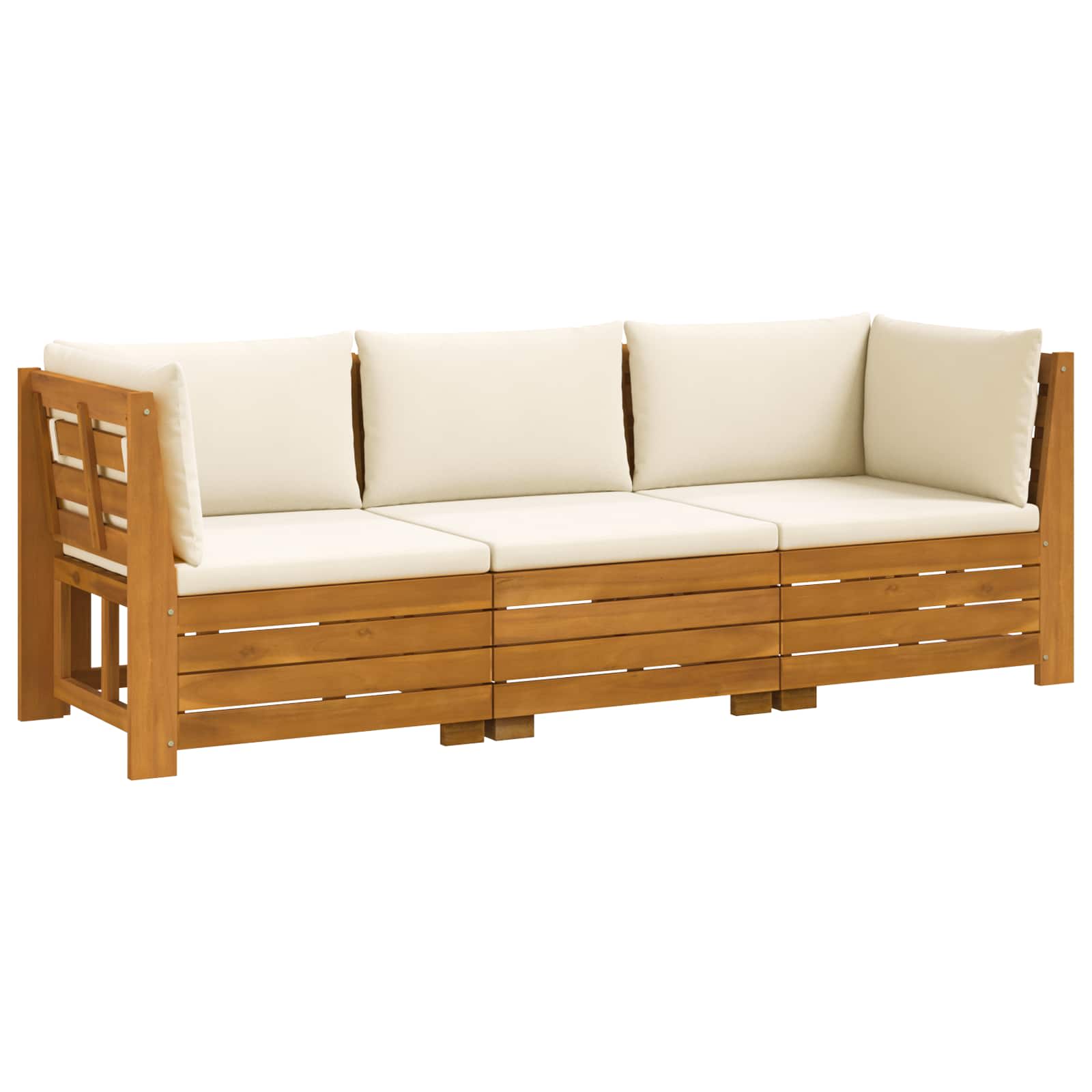 3 pz Set di divani da esterno Legno di Acacia Massello Marrone