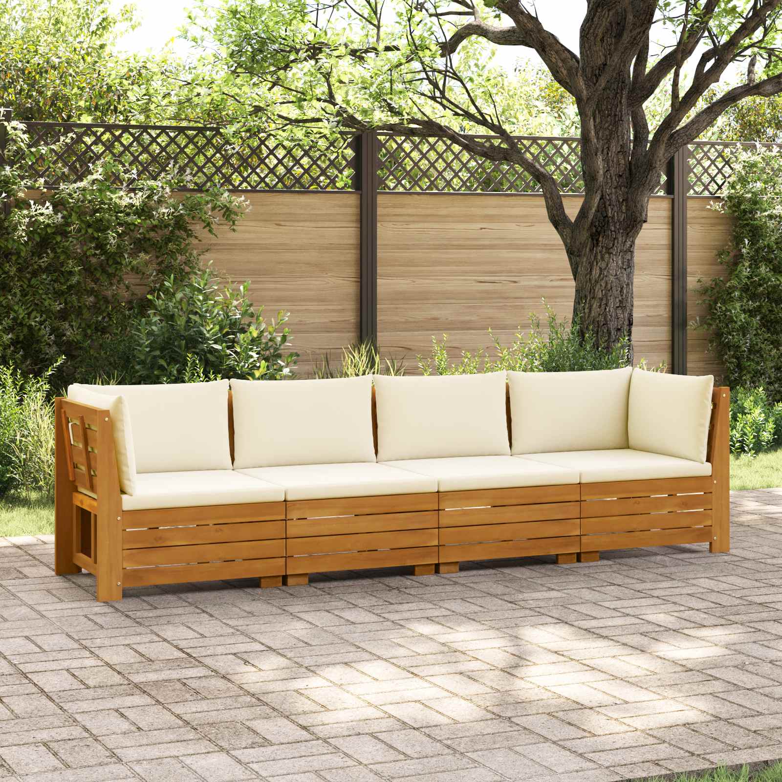 4 pz Set di divani da esterno Legno di Acacia Massello Marrone