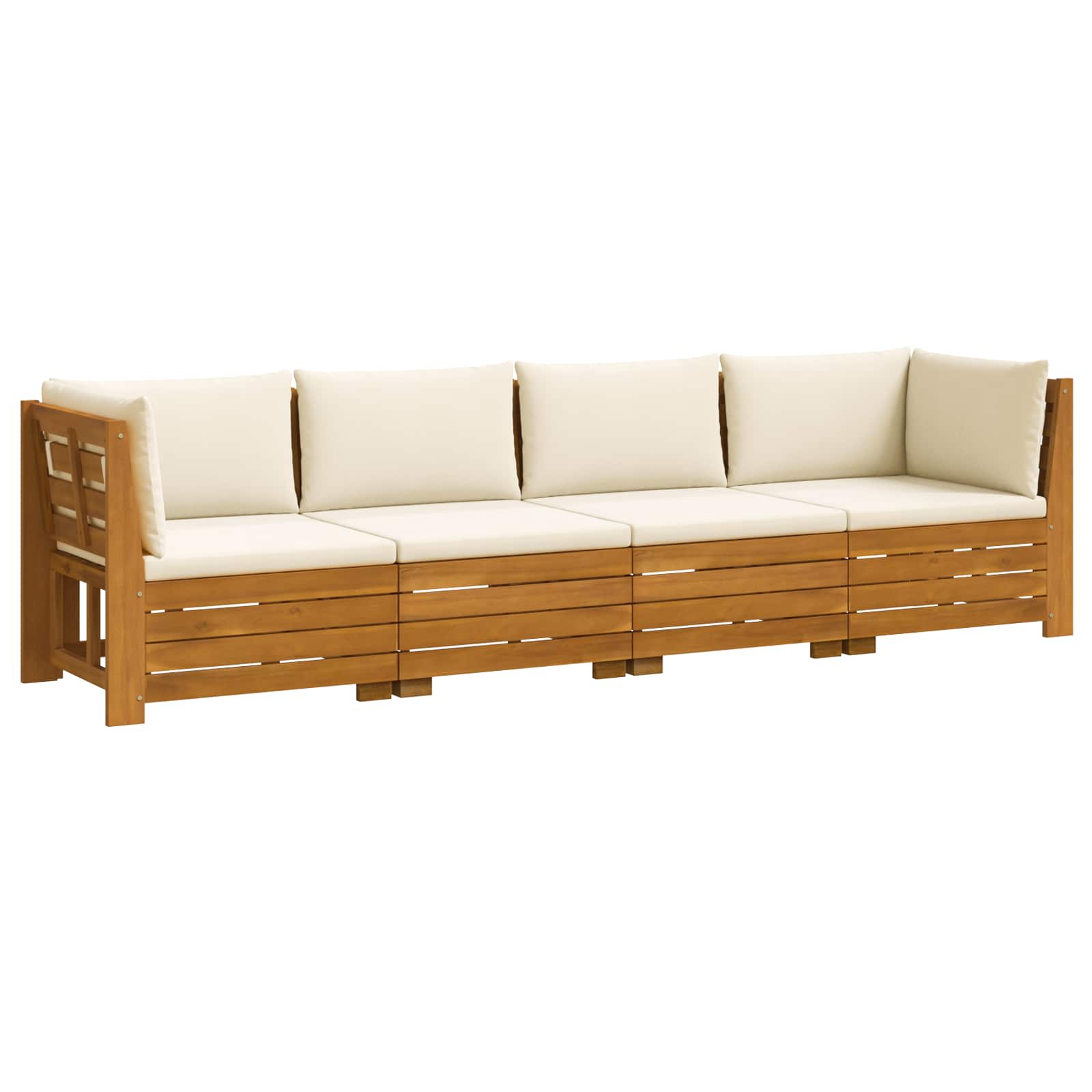 4 pz Set di divani da esterno Legno di Acacia Massello Marrone
